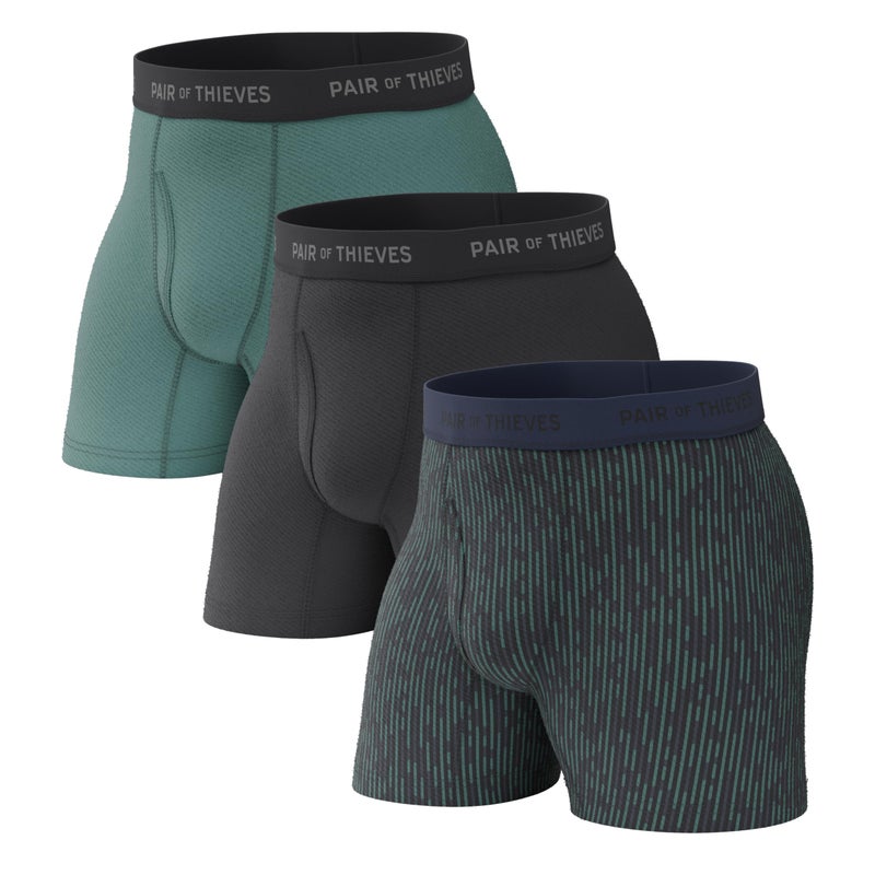 Pair of Thieves Super Fit Boxer Briefs for Men - Ultra Soft, Breathable, Quick-Dry Mens Underwear with 4-Way Stretch (3 Pack) - Large - Broken Lines - Image 1